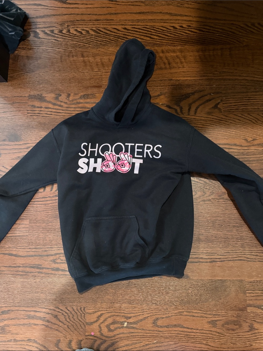 Kids Black Hoodie with Pink Graphic "Shooters Shoot"